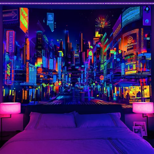 Vista 5 de Bzhilja Tapiz Temático de Juego con Luz Negra, Tapiz de Pared UV Reactivo para Arte de Pared de Juegos para Chicos, Hombres, Niños, Tapiz de Arte