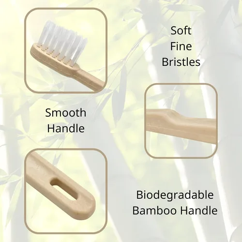 Vista 3 de CHANYI Cepillos de dientes de bambú – Suave – 100% compuesto de fibra de bambú a base de plantas, duradero y sin astillas, cerdas finas sin BPA, 4