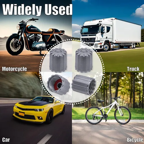 Vista 28 de 10 piezas de tapas de válvula de neumático TPMS con vástago largo, tapas de válvula de rueda de plástico negro para TPMS TR20008, tapas de vástago