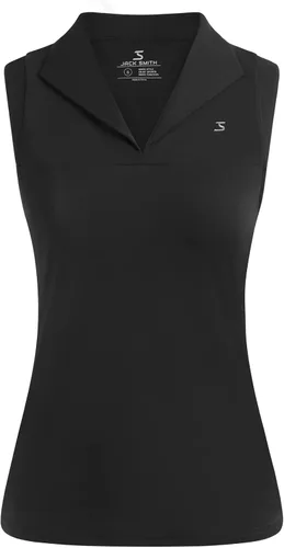 Vista 2 de JACK SMITH Camisetas de tenis de golf sin mangas para mujer, cuello en V, cuello de solapa, deportivas, sin mangas