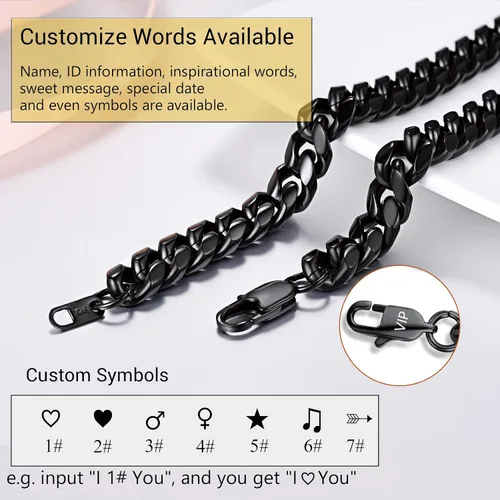 Vista 7 de PROSTEEL Trendy Cuban Links Necklace for Men Women, Black18K Gold Plated 316L Stainless Steel, W 4.8mm-14mm, L 14inch-30inch, Come Gift Box
