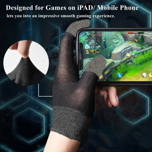 Vista 4 de Guantes de juego para manos sudorosas, ultrafinos y transpirables para pantalla táctil, guantes de juego con mangas para dedos para el pulgar