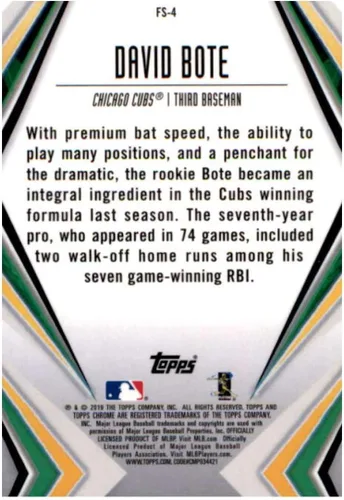 Vista 2 de Baseball MLB 2019 Topps Chrome Future Stars Refractors #FS-4 David Bote Cubs