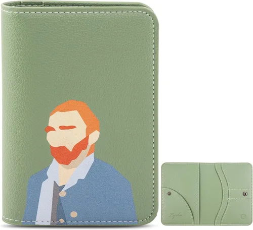Vista 8 de Lychii Soporte para pasaporte, funda delgada para pasaporte, cartera de viaje con bloqueo RFID, funda protectora de piel sintética para pasaportes