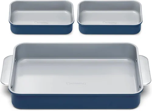 Vista 29 de Caraway Molde rectangular pequeño antiadherente de 9" x 6.5", no tóxico, sin PTFE ni PFOA, núcleo de acero aluminizado, bandeja para hornear