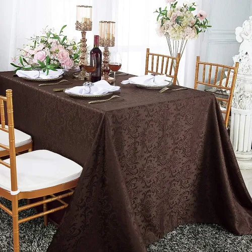 Vista 13 de Manteles rectangulares de poliéster damasco jacquard de 90 x 132 pulgadas para restaurante, cocina, comedor, boda, fiesta, banquete, eventos