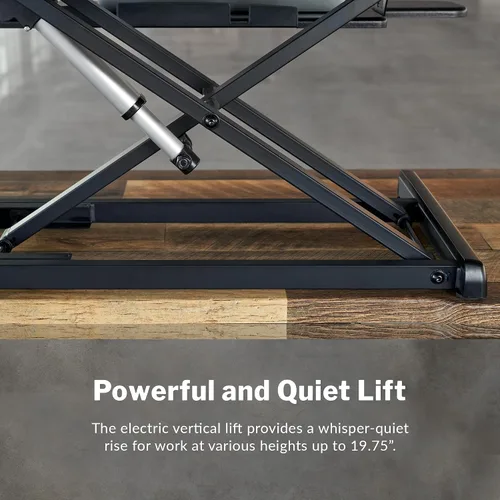 Vista 4 de Vari VariDesk Pro Plus 36 - Convertidor eléctrico de escritorio de pie -11 ajustes de altura + elevación de resorte, diseño de 2 niveles con bandeja