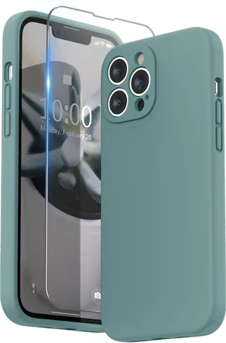 Vista 23 de SURPHY Funda compatible con iPhone 13 Pro Max con protector de pantalla, (protección de cámara + forro de microfibra suave), funda de silicona Negro