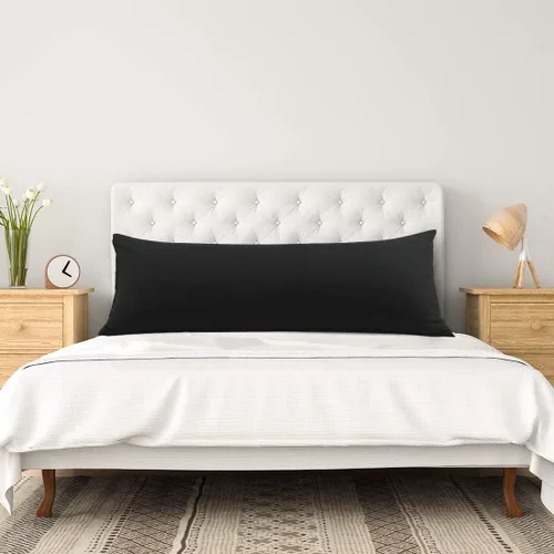 Vista 3 de PiccoCasa Funda de almohada de microfibra con cremallera de 110 GSM, 20 x 48 pulgadas, color negro
