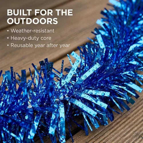 Vista 5 de TCDesignerProducts Guirnalda metálica azul, decoraciones de flotador de desfile, guirnalda de oropel, guirnalda de Navidad, decoración del hogar