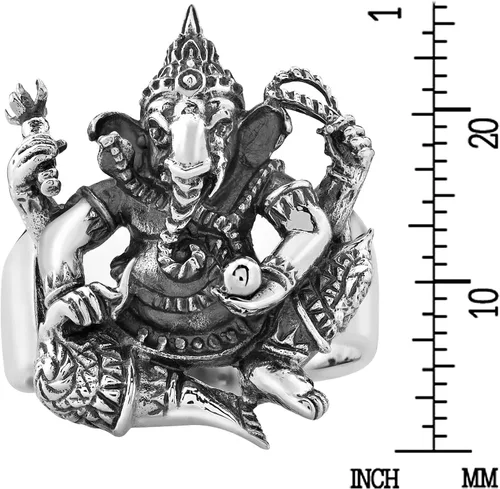 Vista 4 de AeraVida - Anillo de plata de ley 925 con figura de Ganesh