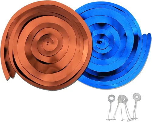 Vista 3 de Paquete de 24 decoraciones de remolinos colgantes de color naranja y azul rey para fiestas, serpentina brillante para cumpleaños, suministros