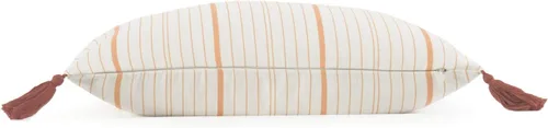 Vista 6 de Hofdeco Funda de almohada lumbar decorativa de otoño, solo para sofá, sofá o cama, borla de rayas naranjas, 12 x 20 pulgadas