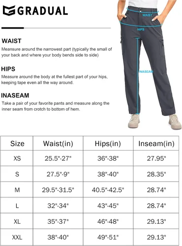 Vista 7 de G Gradual Womens Hiking Pants with Zipper Pockets Convertible Lightweight Quick Dry Stretch Cargo Camping Pants