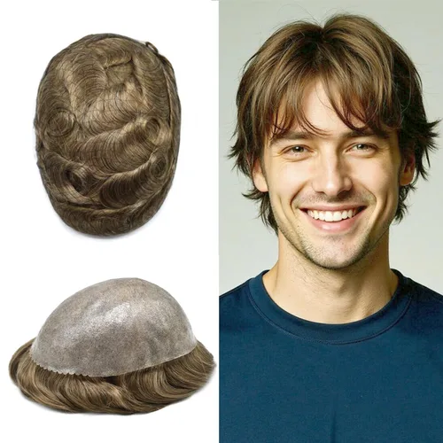 Vista 58 de Extensiones de pelo tipo tupé para hombre, sistema de reemplazo de cabello humano virgen 100% europeo, piel fina y duradera, inyección