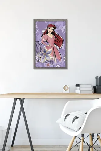 Vista 6 de Disney Ultimate Princess Celebration - Póster de pared de Ariel, 22.4 pulgadas de largo x 14.7 pulgadas, versión enmarcada en madera de granero