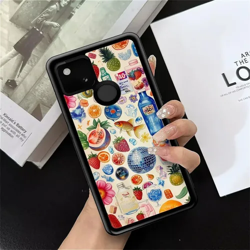 Vista 381 de Compatible con Google Pixel 4A 5G Mobile Case Creative Acrylic Panel trasero Silicona Protección Grip especialmente diseñado para Google Pixel 4A 5G