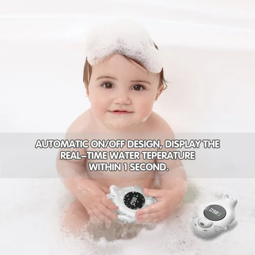 Vista 2 de Termómetro de baño para bebé, termómetro de baño impermeable con advertencia de temperatura y encendido/apagado automático