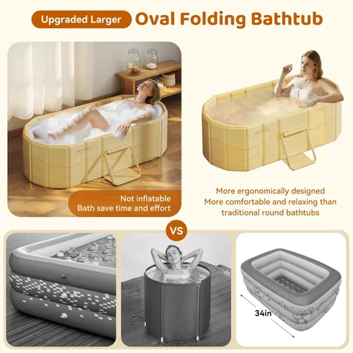 Vista 7 de Bañera Plegable Portátil, Bañera Independiente Sin Instalación, Bañera de SPA para Baño de Remojo, Cabina de Ducha Plegable Baño Caliente y Frío