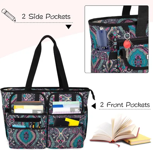 Vista 8 de LoDrid Bolsa para profesores con almohadilla inferior, capa de almacenamiento separada para laptop (hasta 15.6 pulgadas), bolsas para profesores