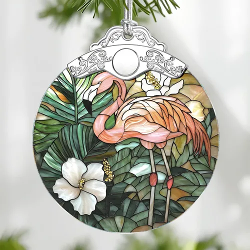 Vista 8 de Adorno de Vidrio Manchado de Puesta de Sol en la Playa, Adorno Navideño – Decoración de Árbol de Navidad, Decoración Festiva, Relleno de Calceti