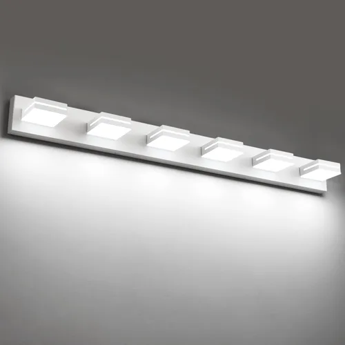 Vista 66 de SineRise - Moderna lámpara LED para tocador de baño (2 luces, 39.4 cm, regulable), iluminación de pared de baño moderna de acrílico cepillado sobre