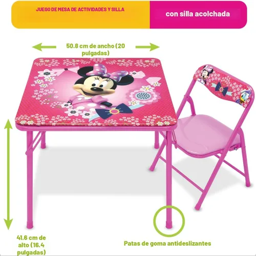 Vista 2 de Minnie Mouse - Juego de 1 mesa y 1 silla para edades de 24 a 48 meses, mesa: 20 x 20 x 16.4 pulgadas (largo x ancho x alto). Silla: 12 x 11.6 x 17