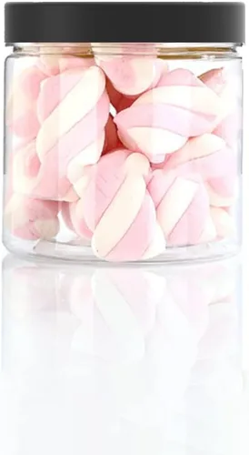 Vista 4 de Tarros de plástico vacíos de boca ancha transparentes de 14 onzas (14.2 fl oz, 12 unidades) con tapas y etiquetas negras mate, recipientes redondos