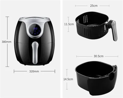 Vista 4 de JYYBN Freidora eléctrica para freidoras de aire, freidora de aire sin aceite para chips, 1800 W