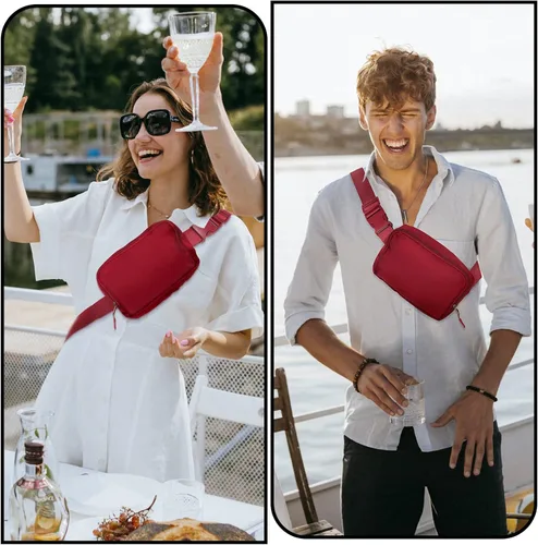 Vista 31 de Riñonera, bolsa para cinturón, correa ajustable ajustable de 40 pulgadas, para mujeres y hombres