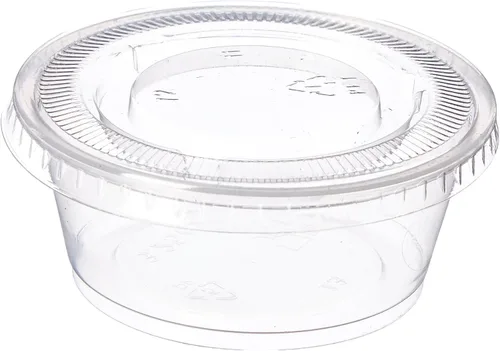 Vista 7 de Vasos desechables de plástico para porciones - Jello Shot Cup - La taza perfecta para soufflé (1 onza, paquete de 50 tazas con tapas)