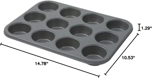 Vista 2 de Dexam Molde antiadherente para magdalenas de 12 tazas, acero al carbono, gris
