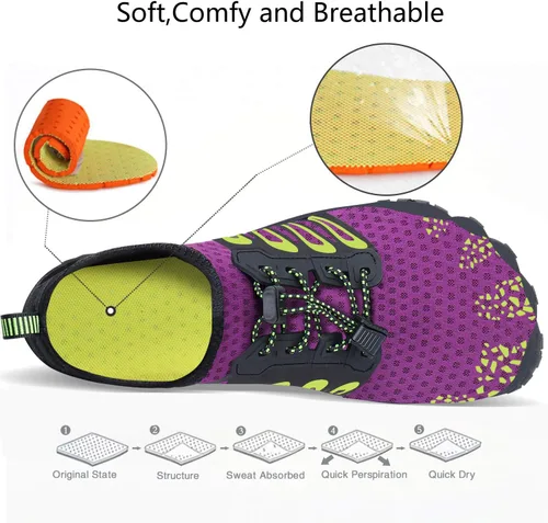 Vista 5 de MAYZERO Zapatos de agua para hombres y mujeres, zapatos de surf, playa, piscina, zapatos de punta ancha, senderismo, zapatos de agua, zapatillas