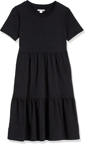 Vista 9 de Tienda Essentials Vestido escalonado de manga corta con cuello redondo para mujer