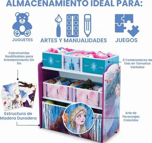 Vista 4 de Disney Frozen II - Organizador de juguetes para diseño y almacenamiento de 6 contenedores por Delta Children, certificado Greenguard Gold