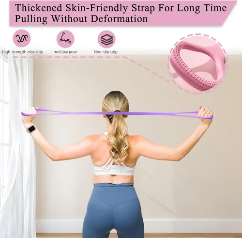 Vista 6 de Paquete de 2 bandas de resistencia de figura 8, bandas elásticas de entrenamiento para ejercicio, brazo, espalda, hombro, fitness, equipo de cuerda