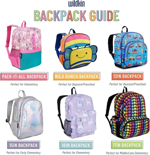 Vista 8 de Wildkin mochila para niños con bolsa para almuerzo para niños y niñas perfecta para empaquetar suministros escolares y tu aperitivo favorito ideal