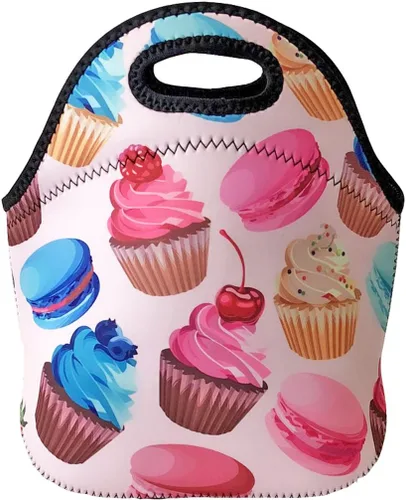 Vista 23 de allydrew Bolsa de almuerzo de neopreno aislada con cremallera para lonchera, plátanos y rayas