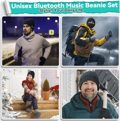Vista 7 de Wireless Bluetooth Beanie Hat Set wWinter Cap, Unique Tech Birthday for Men Women Teenager Boy Gamer Worker