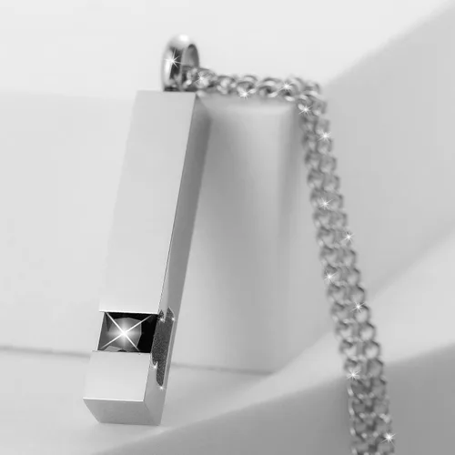 Vista 4 de Paquete de 3 collares de urna para cenizas, joyería conmemorativa de cremación para cenizas, urna de barra de circonita cúbica, colgante de urna