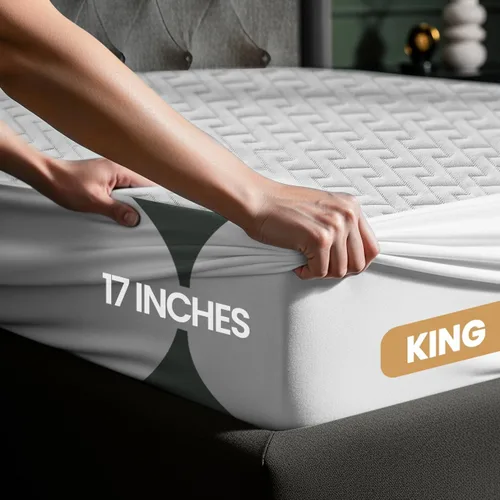 Vista 2 de Utopia Bedding – Protector impermeable de colchón tamaño king, funda de colchón premium con tela suave 3D Air, se ajusta a colchones de 17 pulgadas