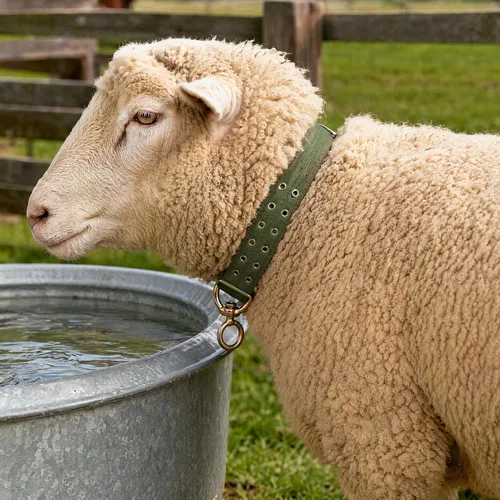 Vista 3 de DOITOOL Collar de lona para cuello de vaca, correa ajustable de nailon grueso de tracción para ganado con 2 filas de hebilla de metal para granja