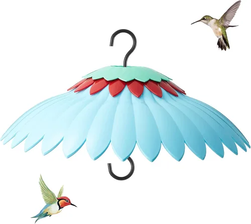 Vista 7 de Beserie Comedero para Pájaros Protector Meteorológico Cubierta de Cúpula Roja Protección contra Lluvia para Comederos de Colibríes con Foso