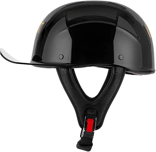 Vista 9 de Gorra de béisbol para motocicleta, medio casco para adultos, hombres y mujeres, cara abierta, retro, casco de motocicleta aprobado por DOT, carcasa