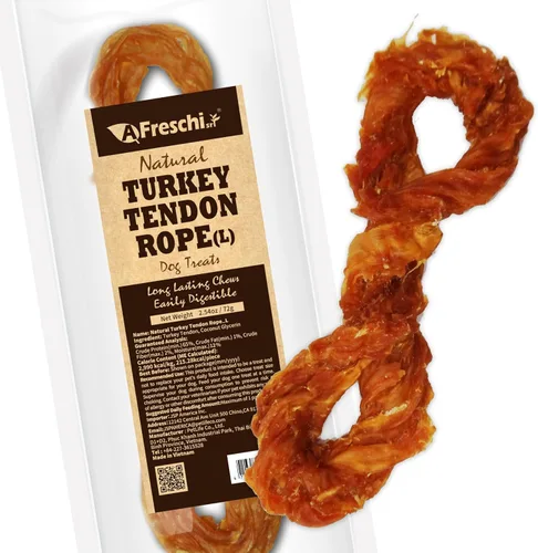 Vista 14 de AFreschi - Premios masticables de tendón de pavo para perros y cachorros, Signature Series, ingredientes de EE. UU., hipoalergénico, fácil