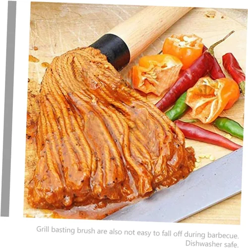 Vista 9 de ABOOFAN Juego de fregona para parrilla, cepillos de barbacoa para salsa Bbq Dipping Brush Basting Mop para asar material de madera de algodón