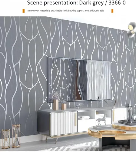 Vista 3 de Papel pintado no tejido con patrón geométrico nórdico de líneas modernas, simple y elegante para sala de estar, fondo para televisión, decoración