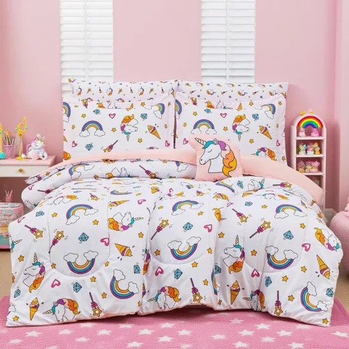 Vista 29 de Mooreeke Juego de edredón individual para niños de 6 piezas, juego de ropa de cama azul para adolescentes, cama de tren de microfibra para niños