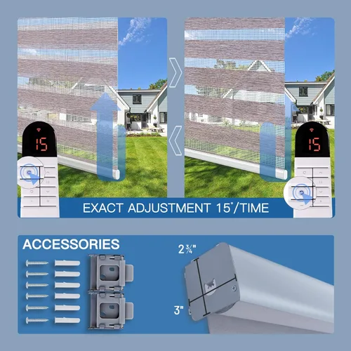 Vista 5 de Persianas motorizadas con control remoto de cebra, cenefa de aluminio mejorada, persianas automáticas para ventanas, persianas eléctricas de doble