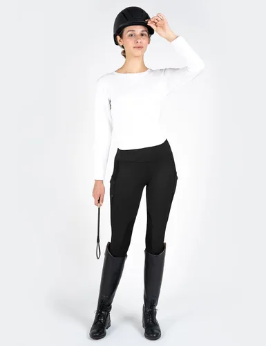 Vista 3 de FitsT4 - Mallas de equitación para mujer con bolsillos con cremallera, parche en la rodilla, malla de enfriamiento, pantalones ecuestres